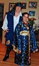 Pirate and Geisha Halloween Costumes